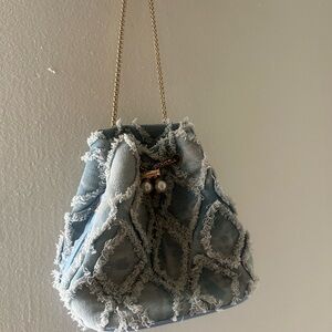 Stylish Blue Denim Bag with Chain Strap